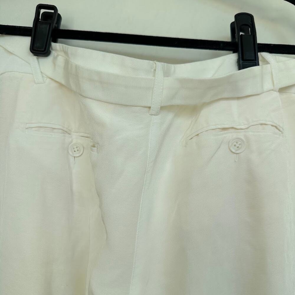 ATM White Pleated Wide Leg Pants Size 10 - Picture 6 of 12